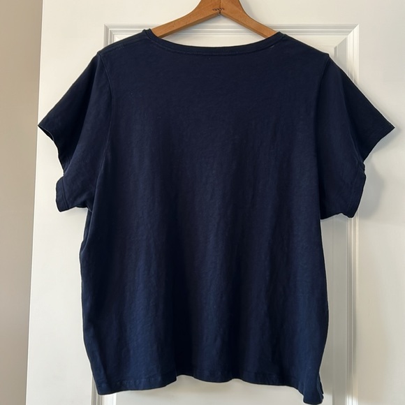 J Crew Mercantile Oh Deer! Navy Blue Holiday Pocket Tee w Cap Sleeves Size 3X - Picture 6 of 9